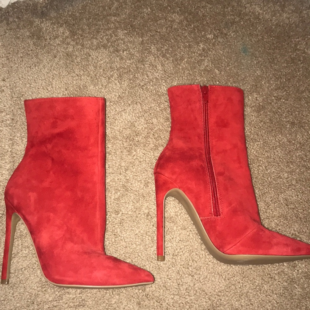 Steve Madden red bootie heels